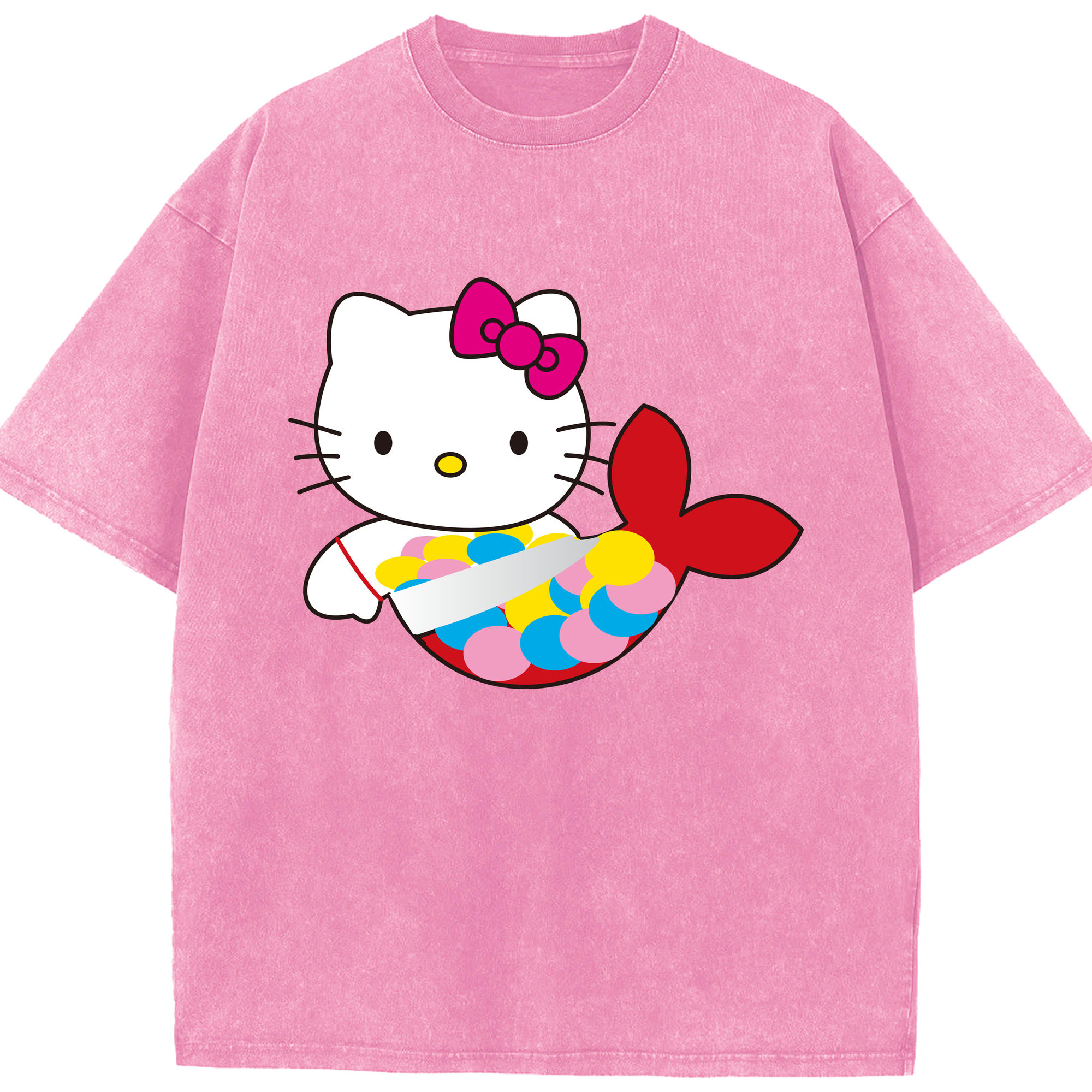 （画像用） Hello Kitty ハローキティ 綿100% ヴィンテージ風 半袖Tシャツ（フロントプリント）